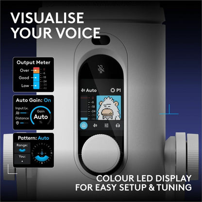 Alternate-Image7 Image for Logitech G Blue Yeti 2 USB Mic for Gaming, Voice Proximity Sensor, AI-Powered De-Noiser, White
