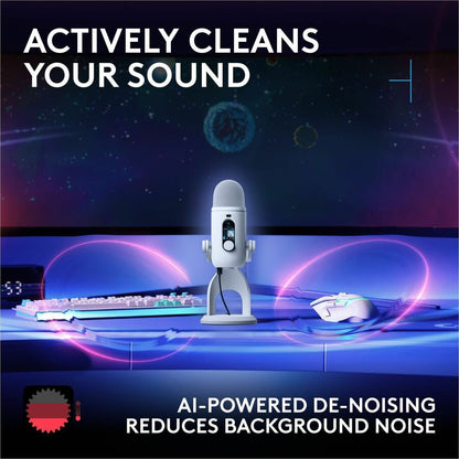Alternate-Image8 Image for Logitech G Blue Yeti 2 USB Mic for Gaming, Voice Proximity Sensor, AI-Powered De-Noiser, White