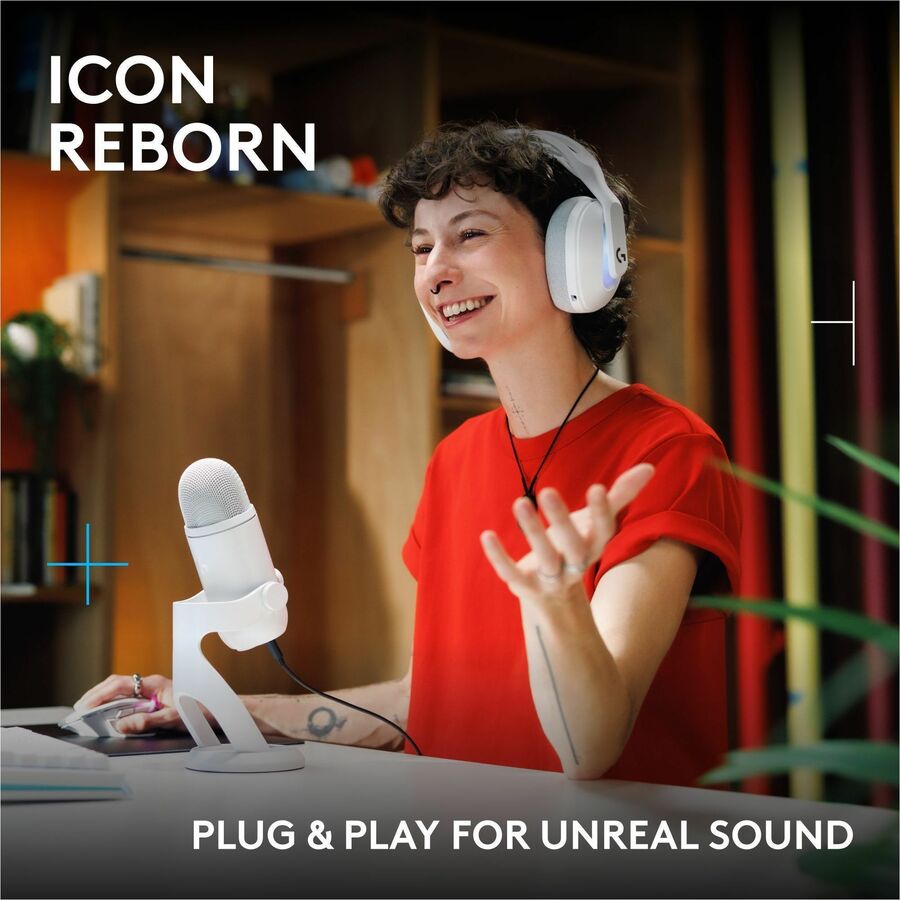 Alternate-Image1 Image for Logitech G Blue Yeti 2 USB Mic for Gaming, Voice Proximity Sensor, AI-Powered De-Noiser, White