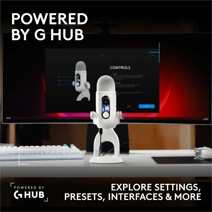 Alternate-Image5 Image for Logitech G Blue Yeti 2 USB Mic for Gaming, Voice Proximity Sensor, AI-Powered De-Noiser, White