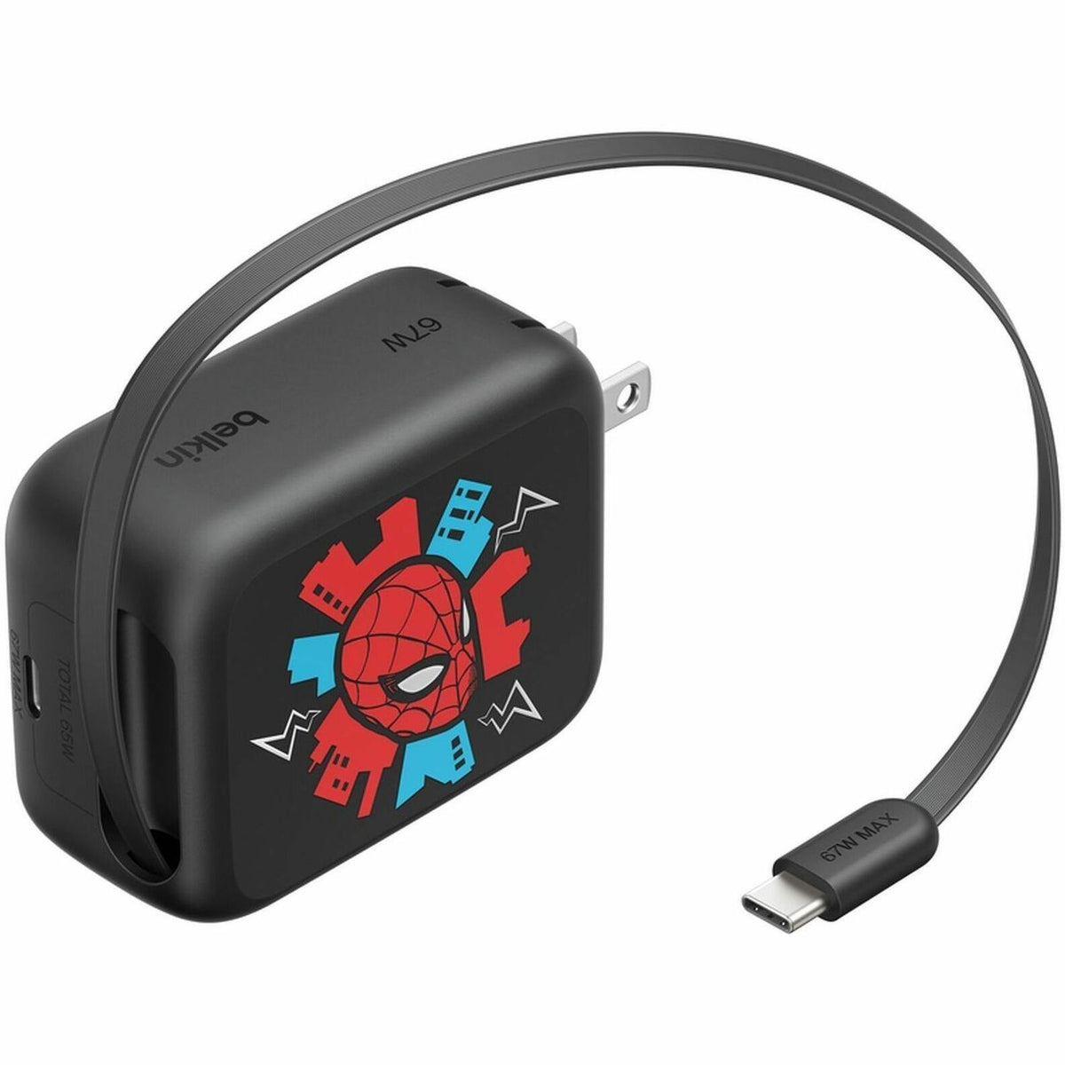 Main Image for Belkin UltraCharge Retractable GaN Wall Charger 67W, Spider-Man: Brand New Day