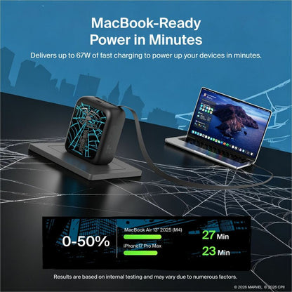 Alternate-Image3 Image for Belkin UltraCharge Retractable GaN Wall Charger 67W, Spider-Man: Brand New Day
