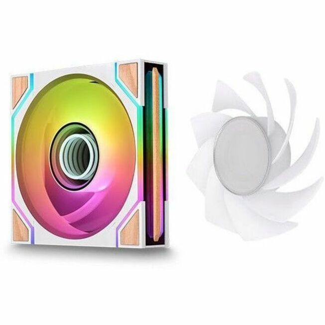 Alternate-Image1 Image for Thermaltake SWAFAN 120 EX INFINITY ARGB Sync PC Cooling Fan Wood Edition - Snow (3-Fan Pack)