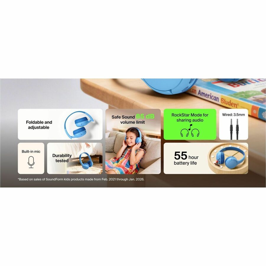 Alternate-Image9 Image for Belkin SoundForm Mini 2 Wireless On-Ear Headphones for Kids, Blue