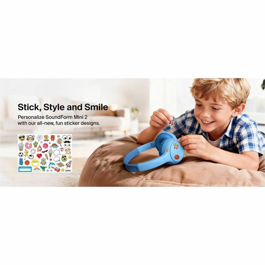 Alternate-Image7 Image for Belkin SoundForm Mini 2 Wireless On-Ear Headphones for Kids, Blue