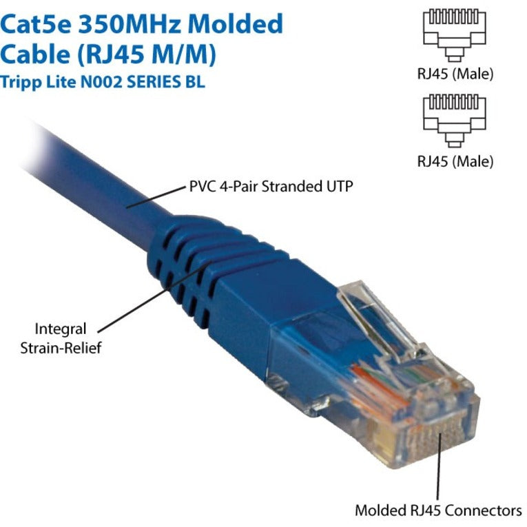 Alternate-Image1 Image for Eaton Tripp Lite Series Cat5e 350 MHz Molded (UTP) Ethernet Cable (RJ45 M/M), PoE - Blue, 1 ft. (0.31 m)