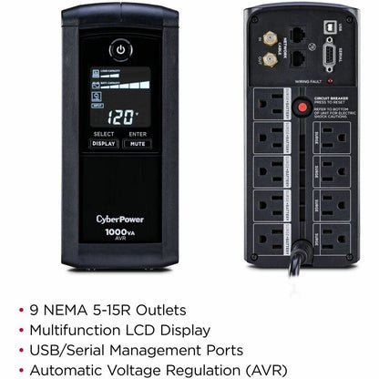 Alternate-Image2 Image for CyberPower CP1000AVRLCD Intelligent LCD UPS Systems