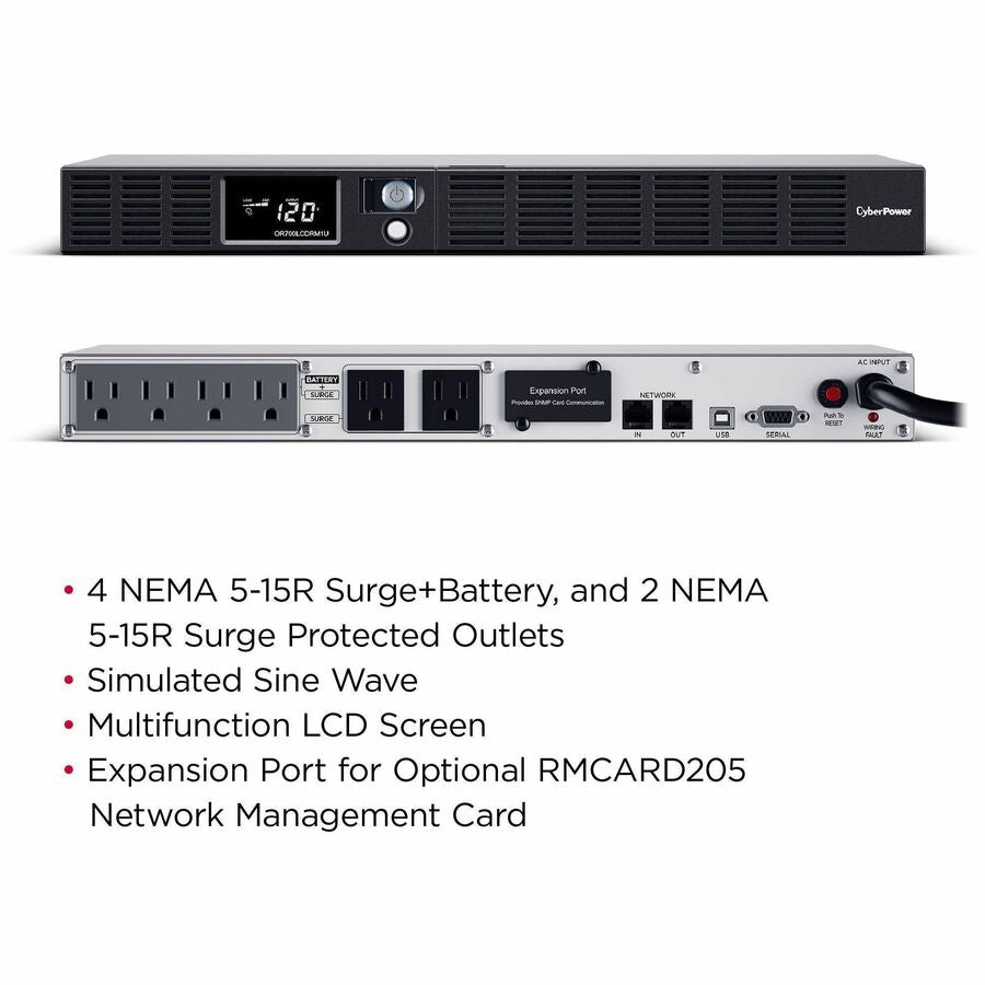 Alternate-Image3 Image for CyberPower OR700LCDRM1U Smart App LCD UPS Systems