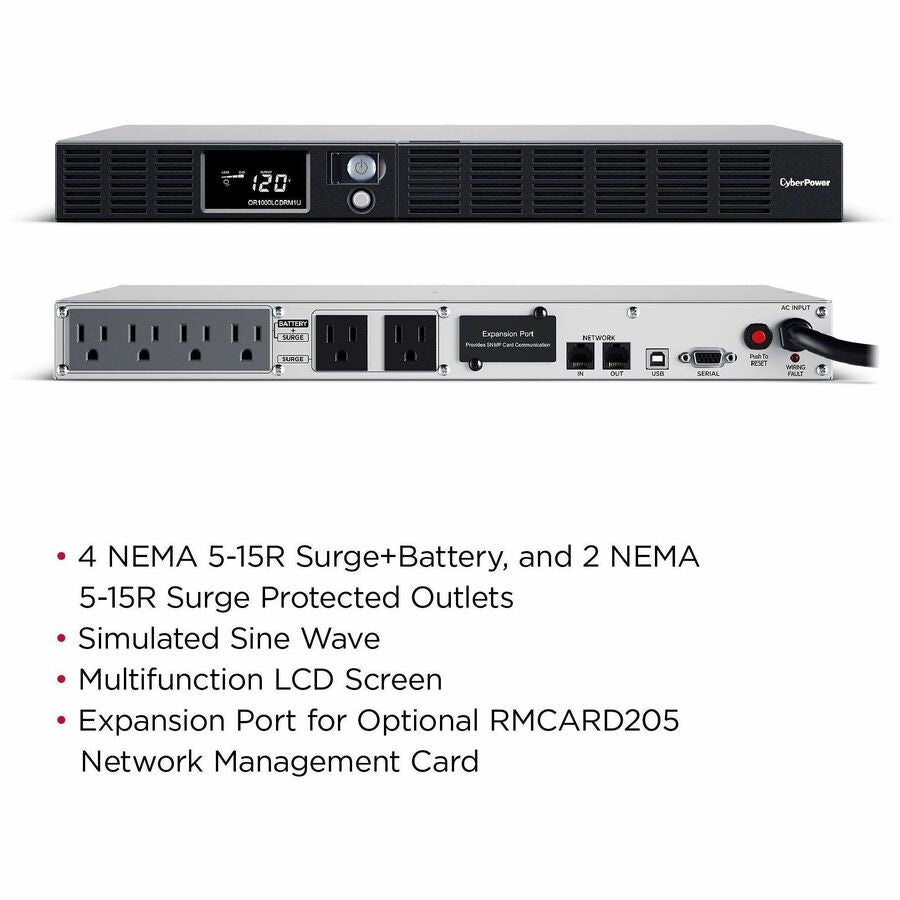 Alternate-Image2 Image for CyberPower OR1000LCDRM1U Smart App LCD UPS Systems