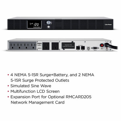 Alternate-Image2 Image for CyberPower OR1000LCDRM1U Smart App LCD UPS Systems