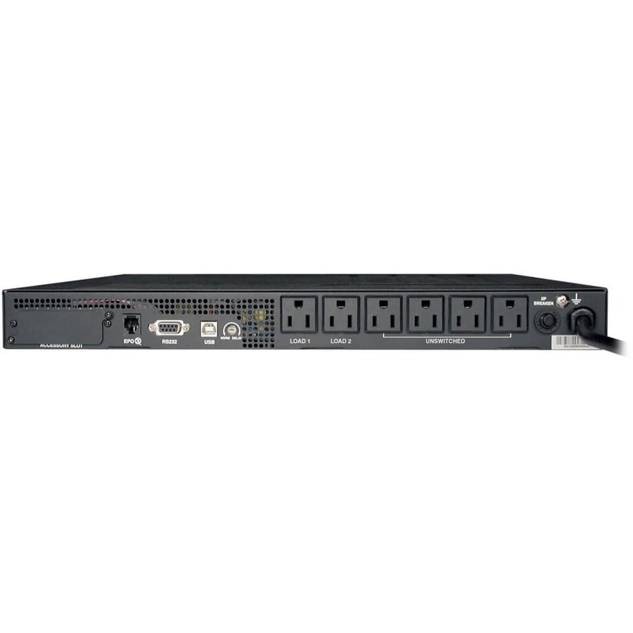Rear Image for Eaton Tripp Lite Series SmartPro 120V 750VA 600W Line-Interactive Sine Wave UPS, 1U Rack/Vertical, Network Management Card Options, USB, DB9 Serial