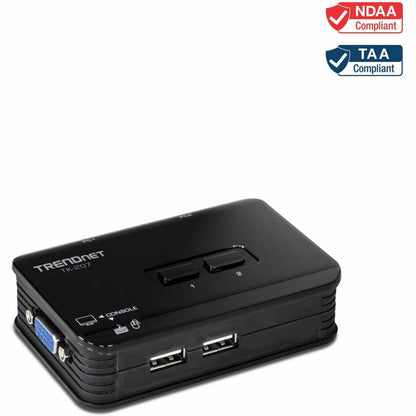 Main Image for TRENDnet 2-Port USB KVM Switch And Cable Kit, 2048 x 1536 Resolution, Device Monitoring, Auto-Scan, Audible Feedback, USB 1.1, Compliant With Windows And Linux, Hot-Pluggable, White, TK-207K