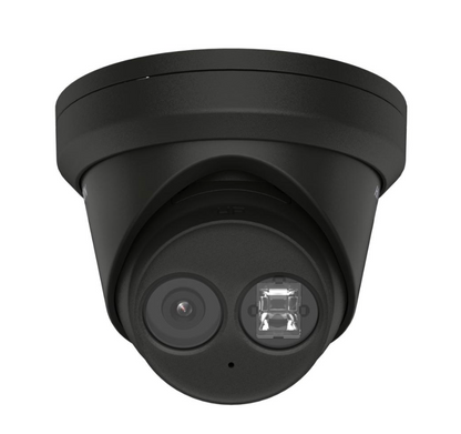 Hikvision 8MP Turret IP Camera with 2.8mm lens, IR, AcuSense, and built-in microphone
