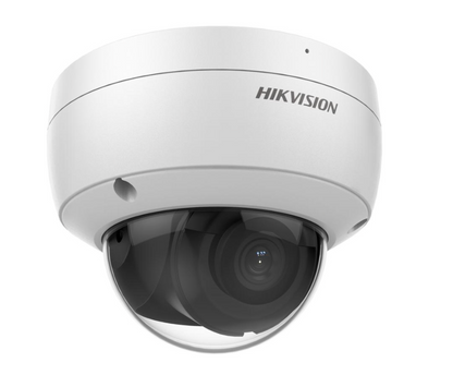Hikvision AcuSense DS-2CD2183G2-IU 8MP IP dome camera with 2.8mm lens in white angled view