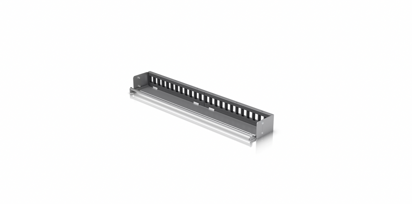 Ubiquiti UACC-Rack-Panel-Patch-Blank-24 back view showing 24 blank keystone slots
