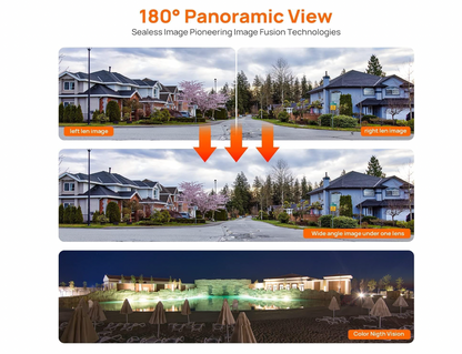 Hikvision 180° 4MP Turret Camera with ColorVu, 2.8mm lens, and built-in mic
180° example