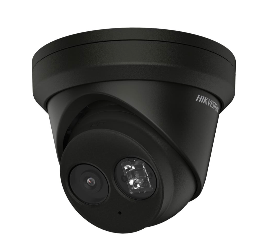 Hikvision 8MP Turret IP Camera with 2.8mm lens, IR, AcuSense, and built-in microphone side angle
