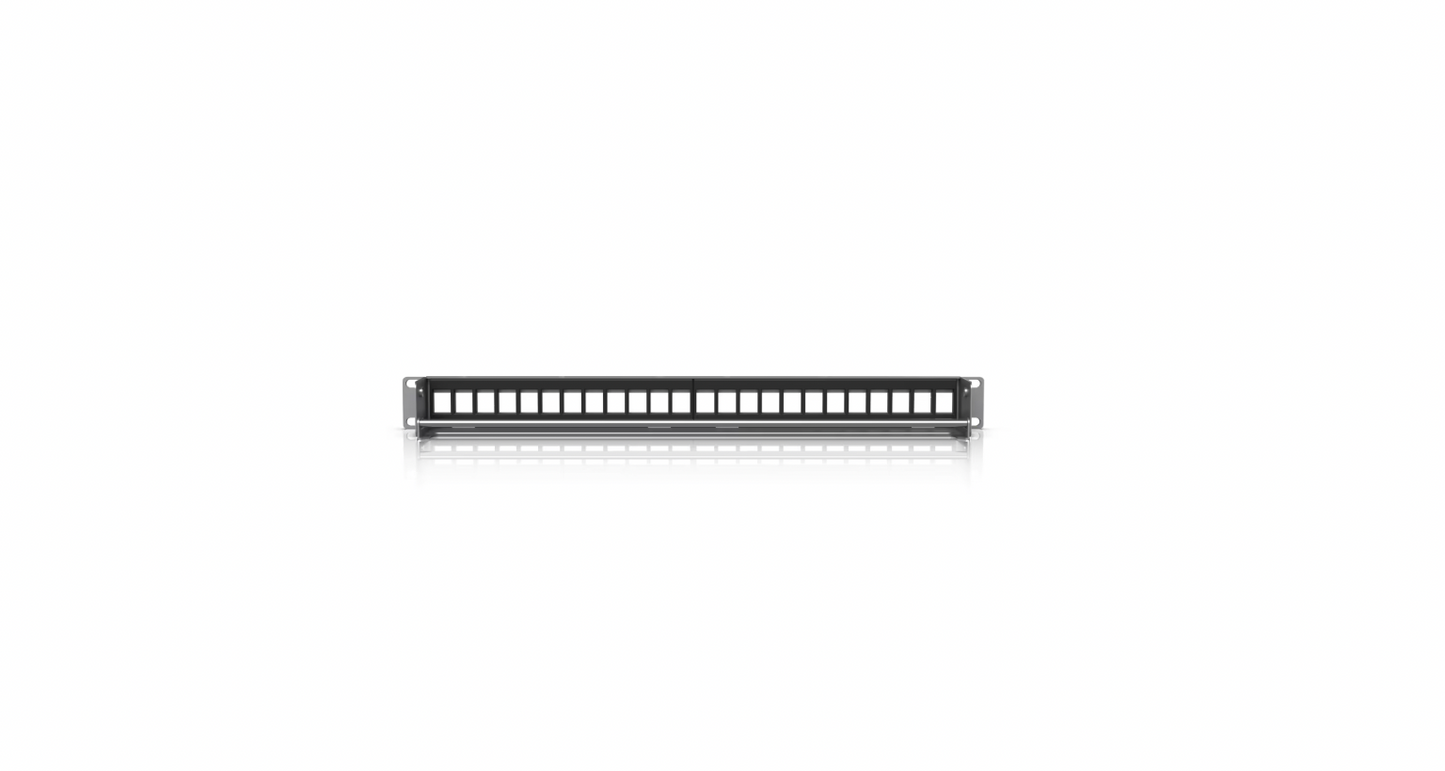 Ubiquiti UACC-Rack-Panel-Patch-Blank-24  showing 24 blank keystone slots
