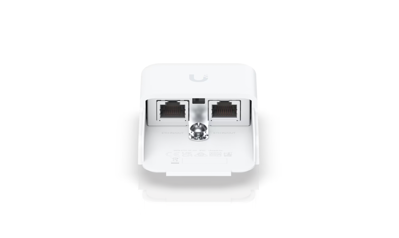 Ubiquiti Ethernet Surge Protector ETH-SP-G2 front view with dual RJ45 ports
