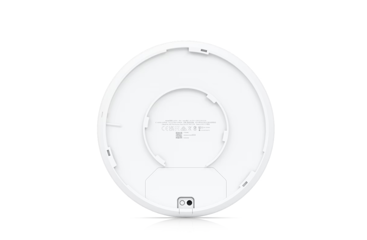 Ubiquiti UniFi U6-Pro WiFi 6 access point with ceiling-mount design back view