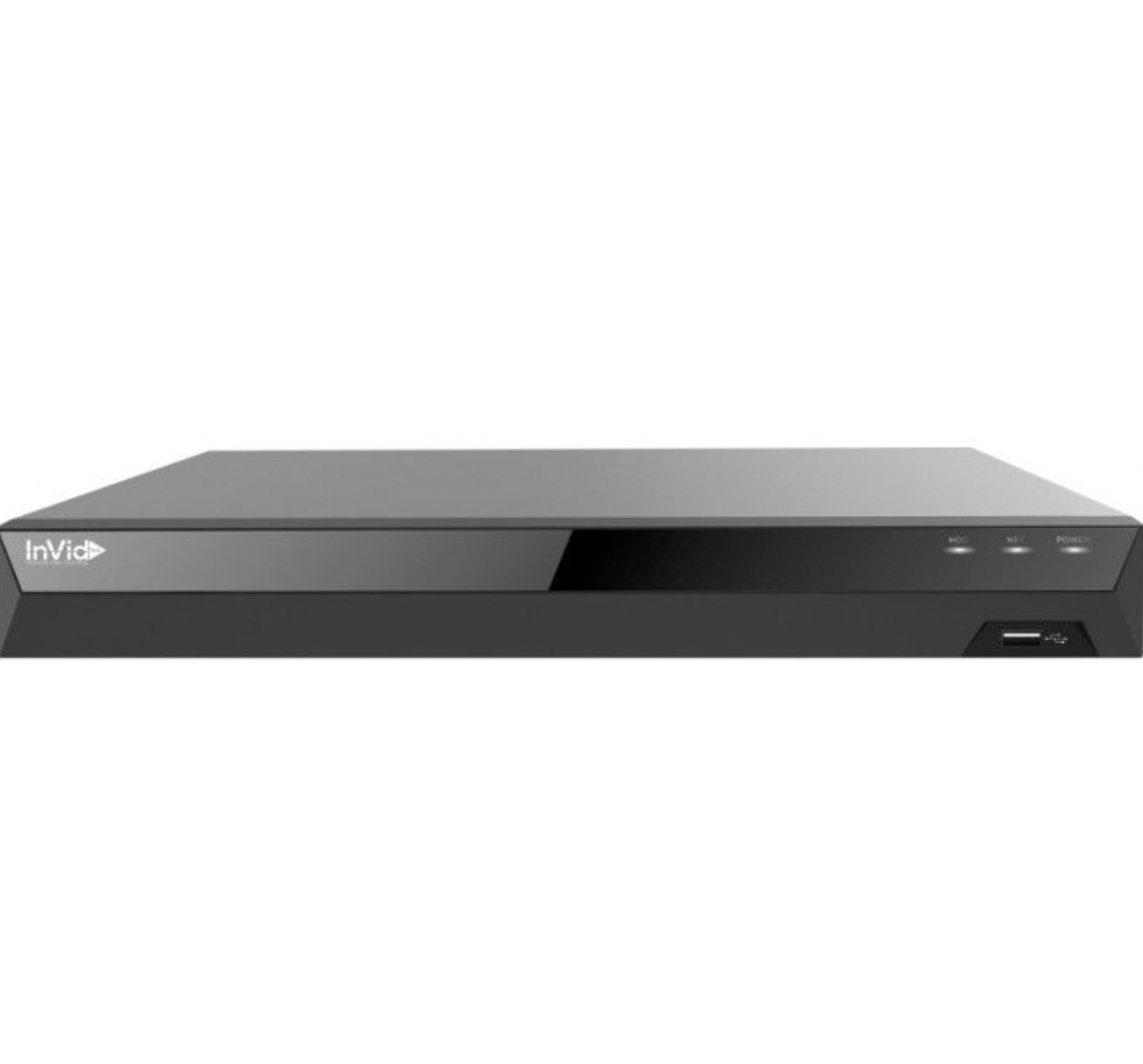Front view of InVid Tech 16-Channel NVR included in the PRTKIT-8MP16CHTX12-4T surveillance system