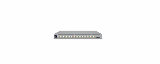 Front view of Ubiquiti ECS 24 PoE showing all 24 RJ45 ports