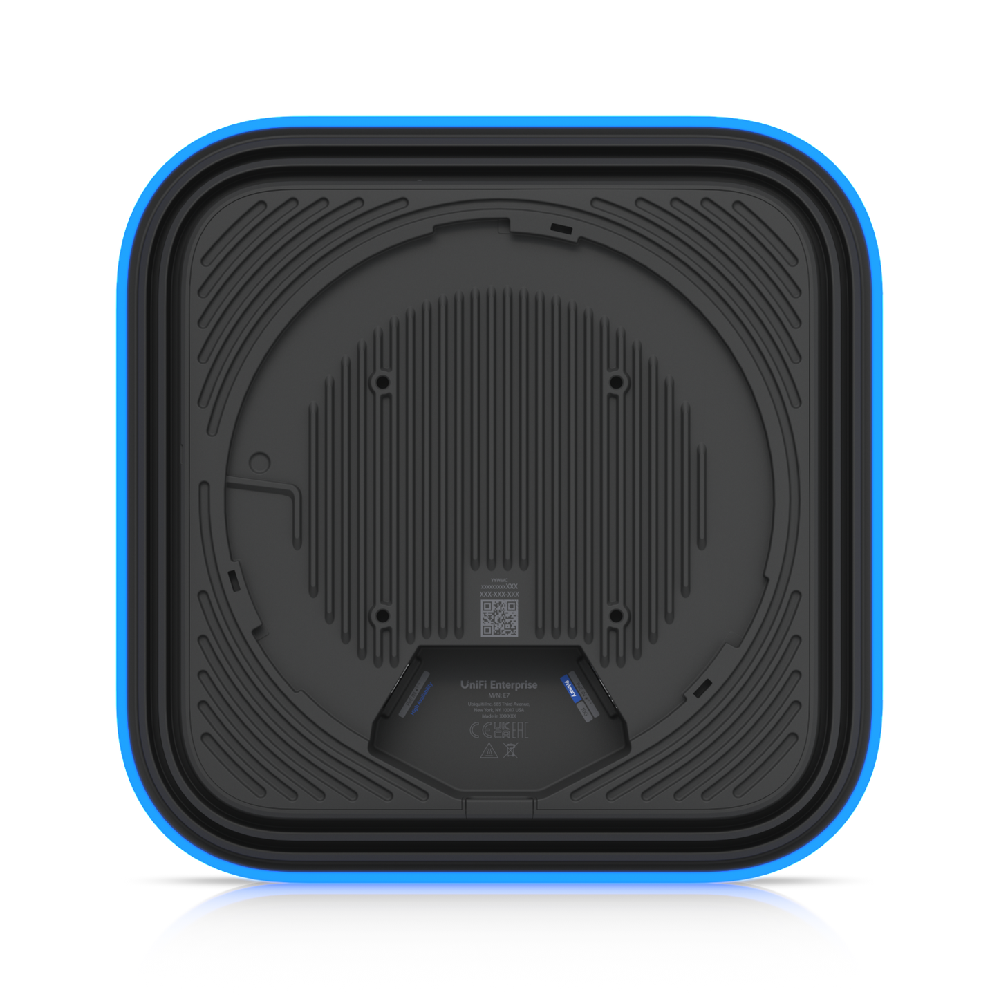 back showing port view of the Ubiquiti E7 WiFi 7 enterprise access point
