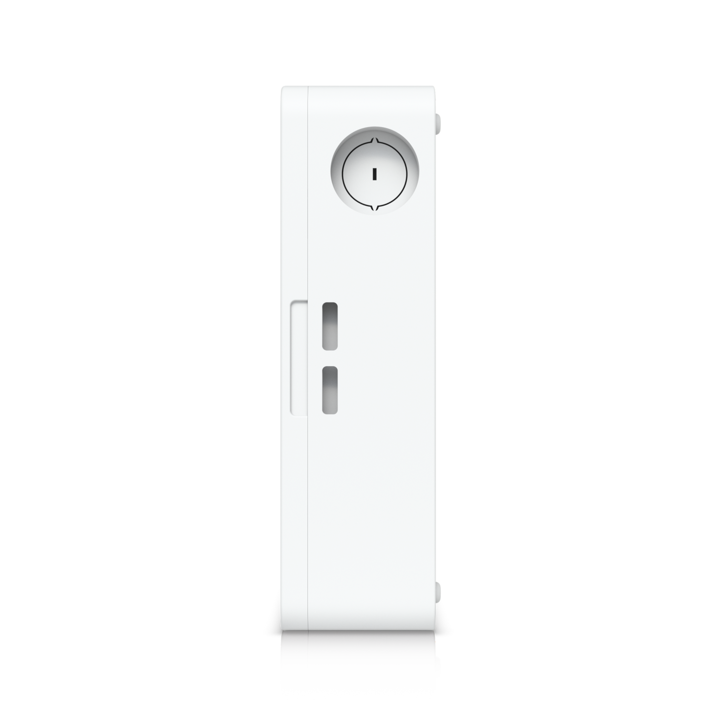 Angled view of EAH-8 access hub showing internal relays, LED lighting, and side PoE ports