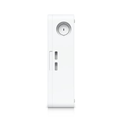 Angled view of EAH-8 access hub showing internal relays, LED lighting, and side PoE ports