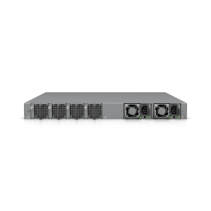 Enterprise Campus 24 PoE ECS-24-PoE rear view with hot-swappable PSUs and fans