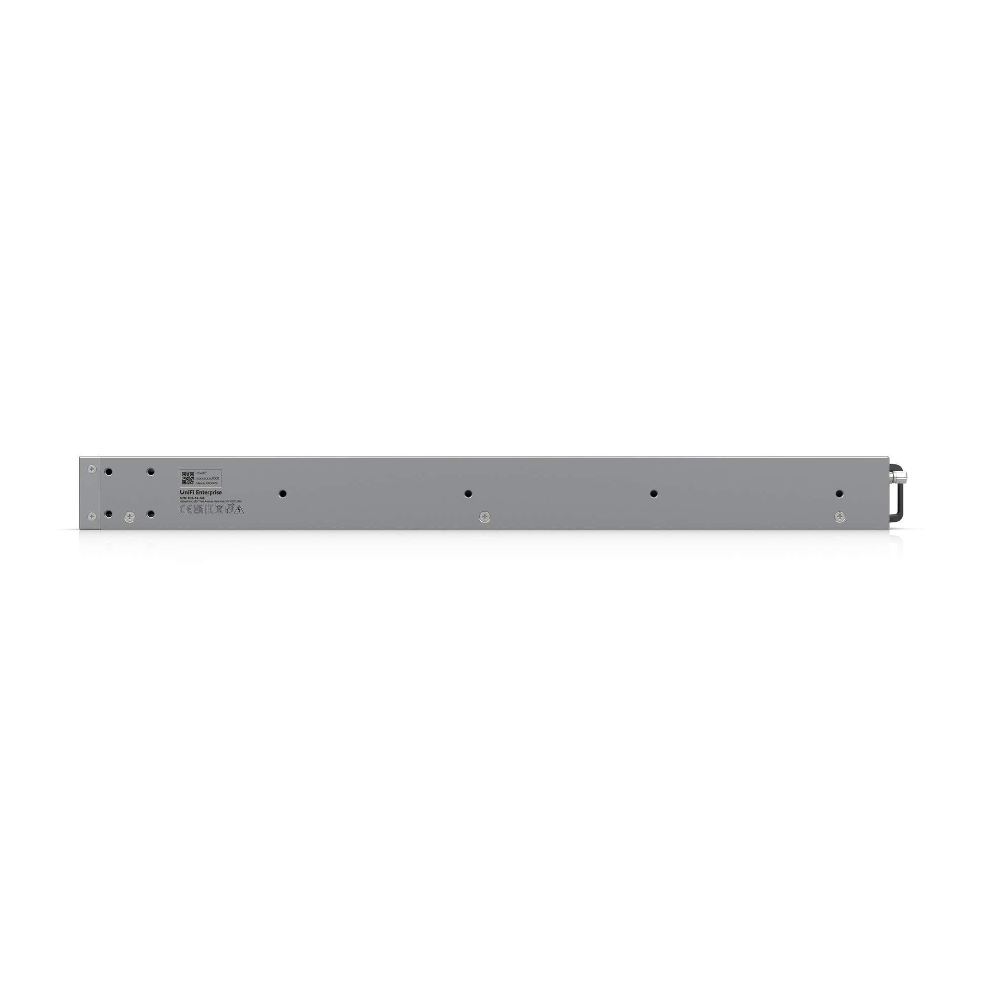 Enterprise Campus 24 PoE ECS-24-PoE bottom view with mounting points and labels