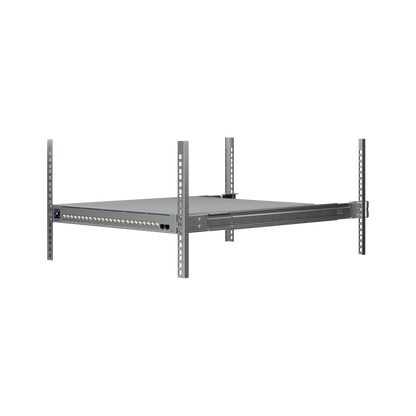 Enterprise Campus 24 PoE ECS-24-PoE mounted in four-post rack frame