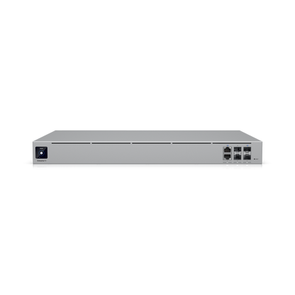 Front angled view of the Enterprise Fortress Gateway (EFG) rackmount network appliance showing the front panel with ports on the right and a touchscreen display on the left.