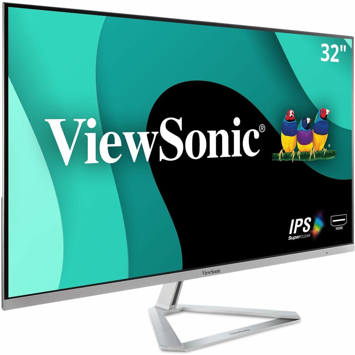 ViewSonic VX3276-MHD 32-Inch IPS Monitor - 1080p, Ultra-Slim Frameless, Silver, HDMI, DisplayPort, VGA