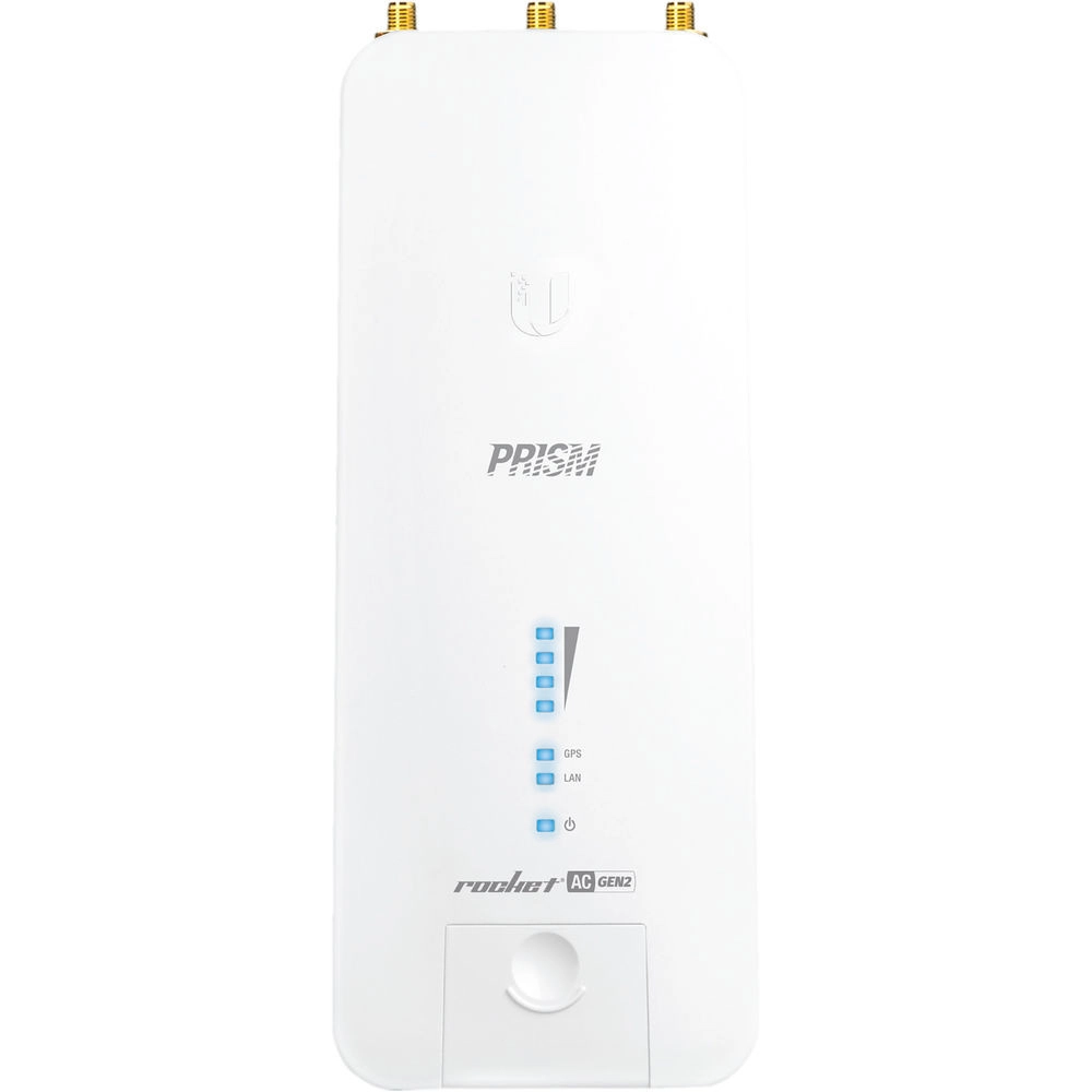 Ubiquiti Rocket Prism 5AC Gen 2 with 5 GHz antenna connectors and GPS port
