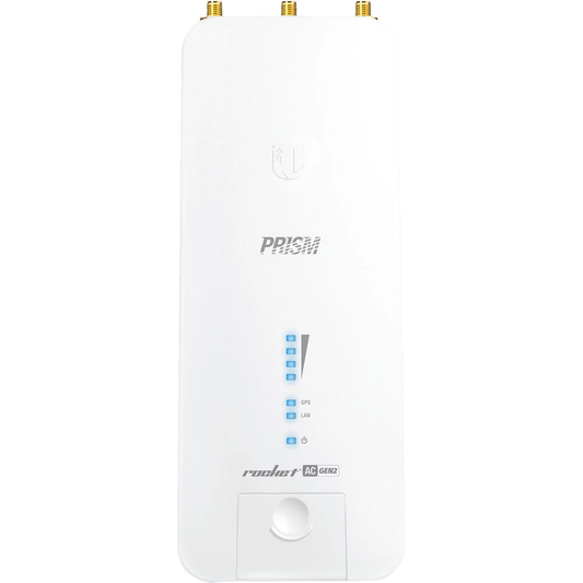 Ubiquiti Rocket Prism 5AC Gen 2 with 5 GHz antenna connectors and GPS port
