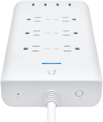 UniFi SmartPower Strip showing 6 AC outlets and 4 USB-C ports
