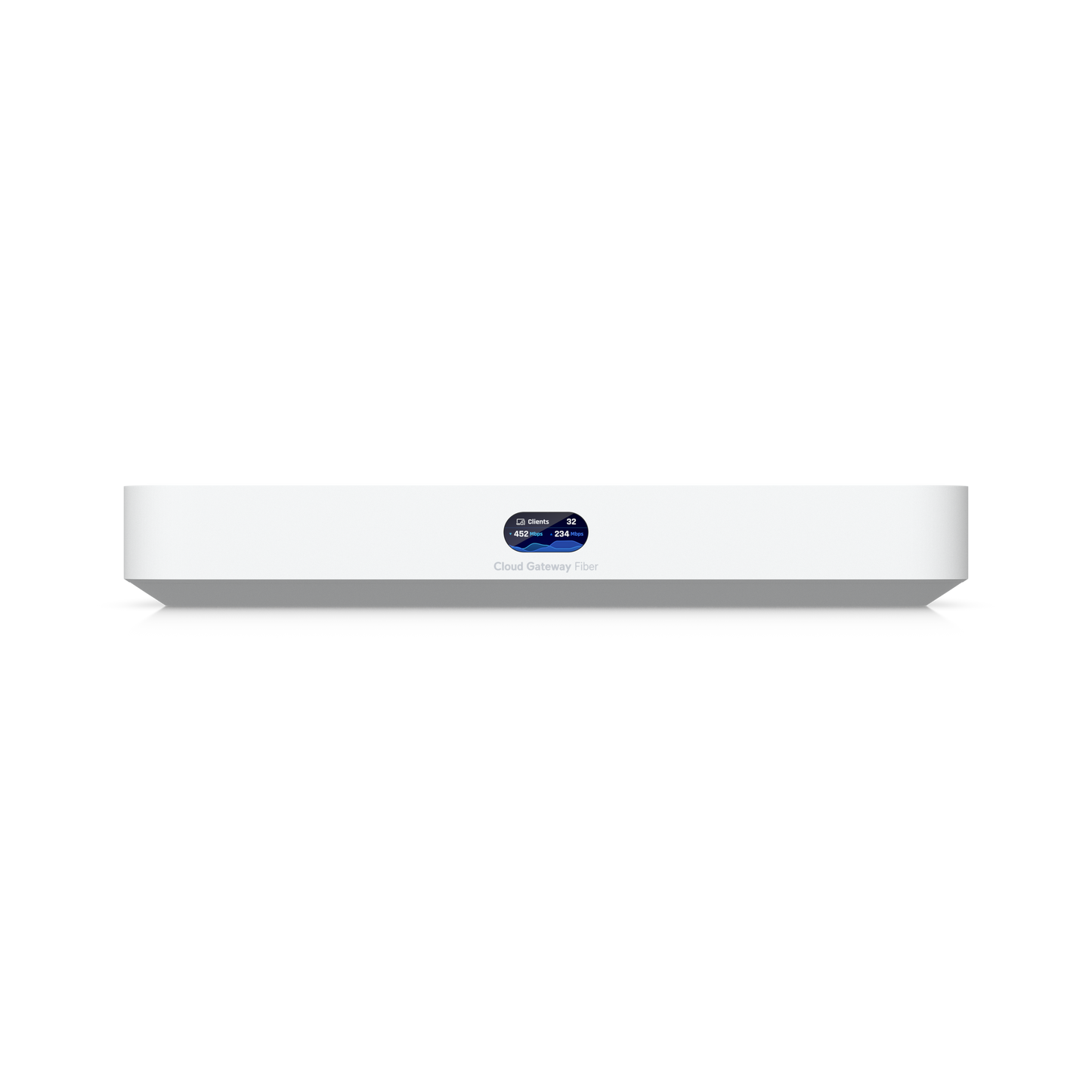 Front view of Ubiquiti Cloud Gateway Fiber UCG-Fiber showing compact desktop design