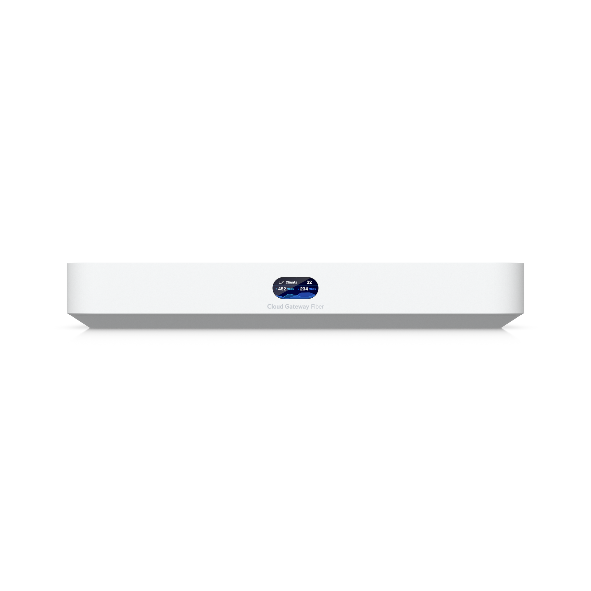 Front view of Ubiquiti Cloud Gateway Fiber UCG-Fiber showing compact desktop design