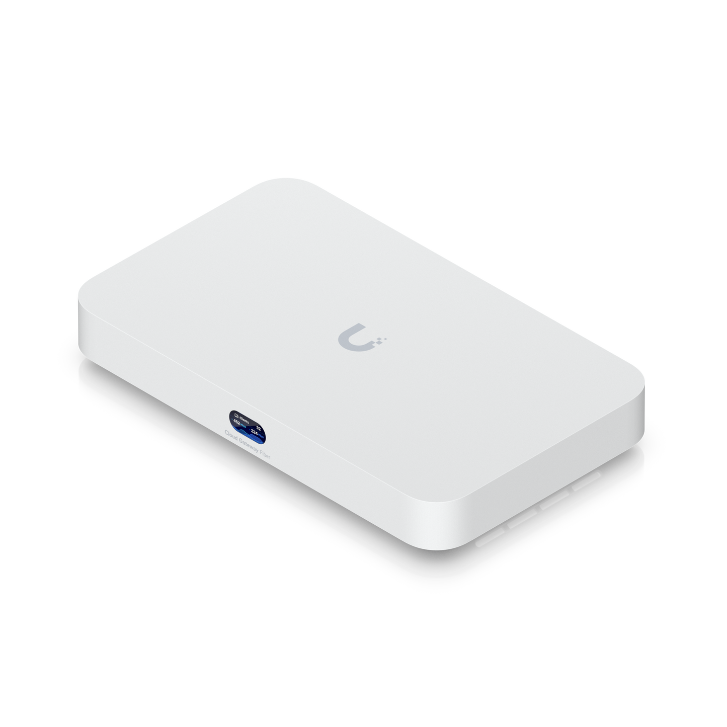 Top view of Ubiquiti UCG-Fiber with UniFi logo and slim desktop enclosure