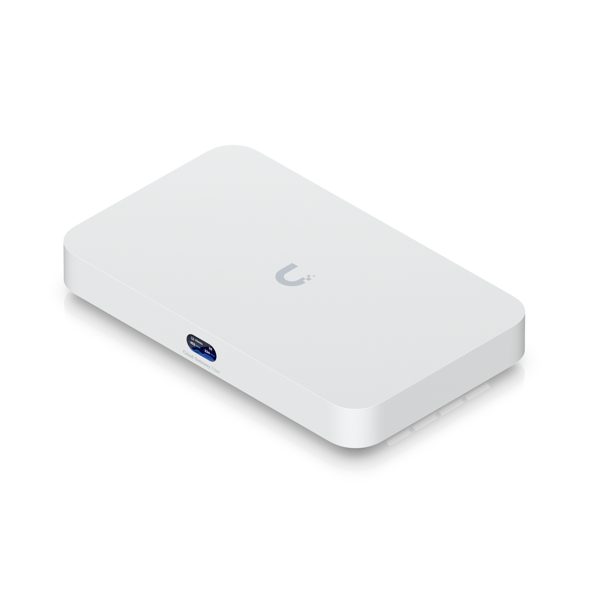 Top view of Ubiquiti UCG-Fiber with UniFi logo and slim desktop enclosure