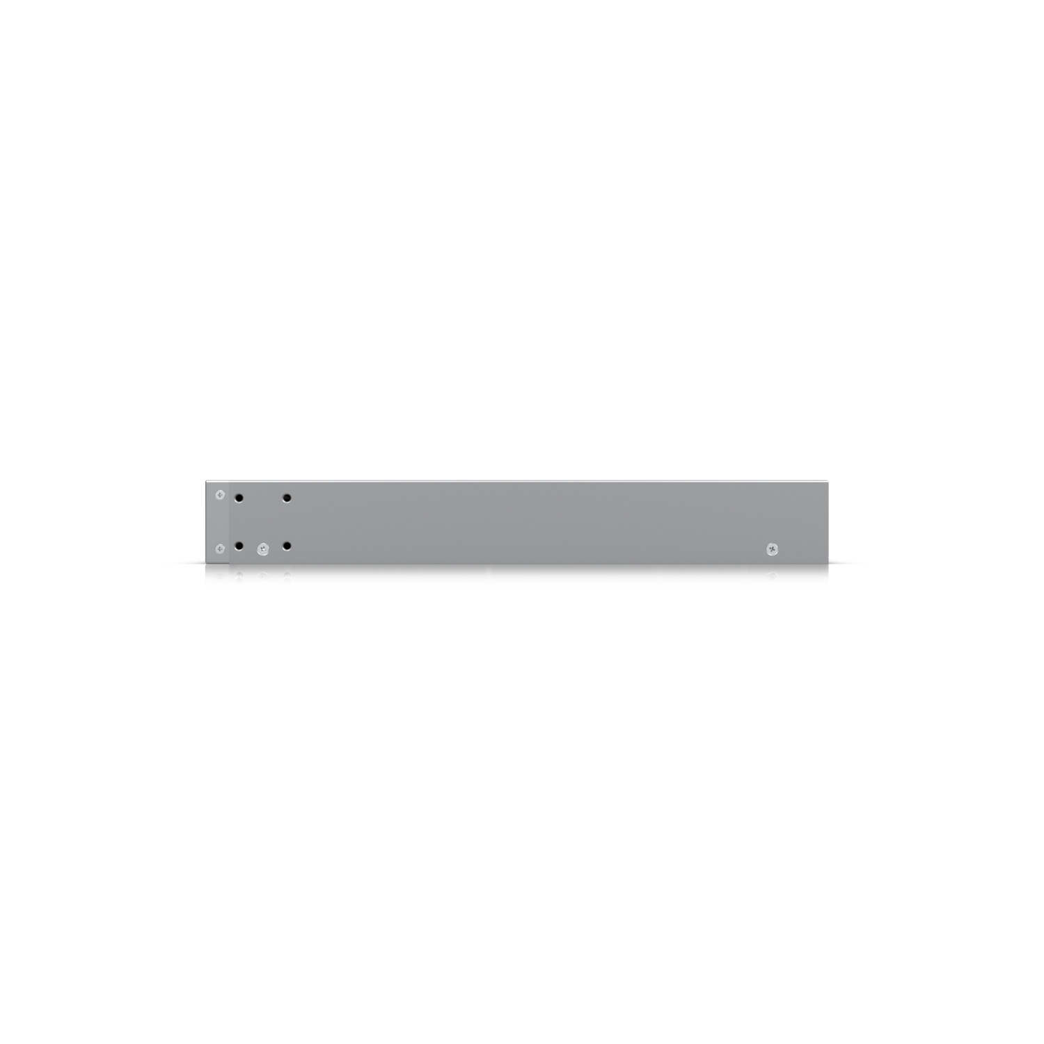 Left side view of the switch showing rack-mount brackets and housing design