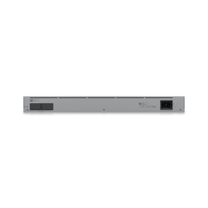 Rear view of the Ubiquiti Enterprise 24 PoE showing power input and airflow design