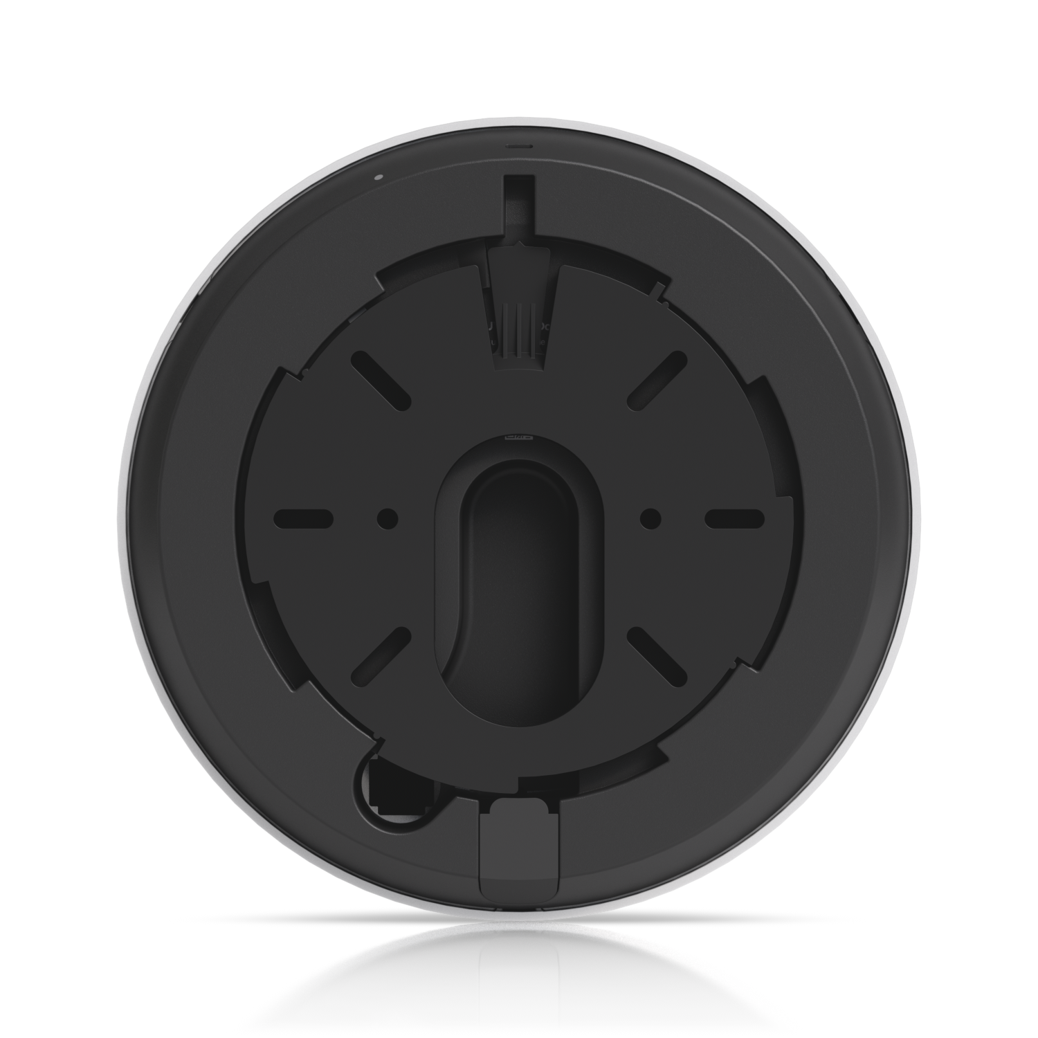UVC-G6-Dome-W underside view of mounting plate with cable entry slot