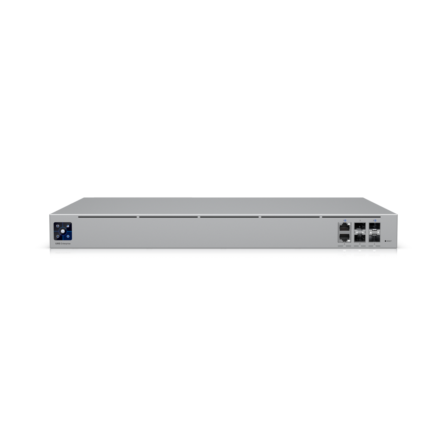 Front view of the Ubiquiti UXG-Enterprise Gateway with all ports visible